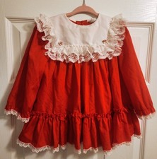 VINTAGE BRYAN DRESS RED LACE RUFFLES SIZE 2T NO FLAWS.