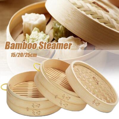1 Stück Bambus Dampfgarer Käfig/Abdeckung 15/20/25/30 cm leichter Dimsum Dampfgarer Korb