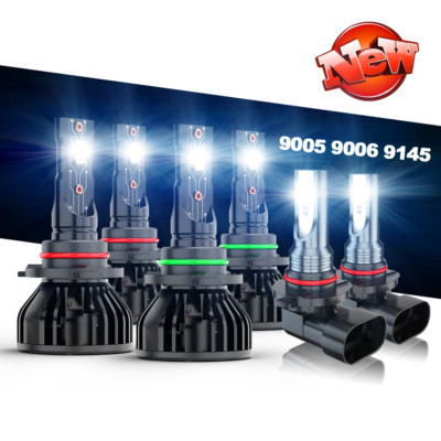 9005 9006 9145 H10 LED Headlight High Low Beam Fog Light Bulb 6000K White