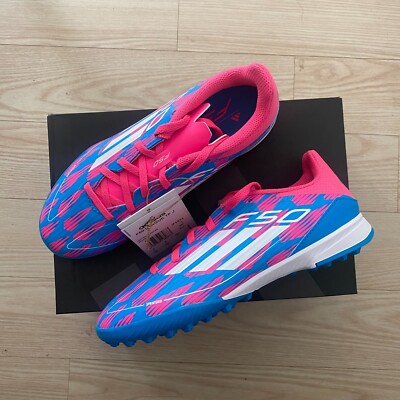 adidas F50 League Kids Junior Turf Soccer Shoes IF1374 Blue Pink