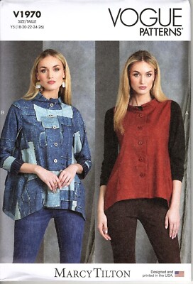 Vogue V1970 Misses 18 to 26 Marcy Tilton Vest and Jacket Uncut Sewing Pattern