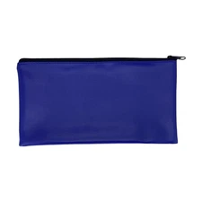 Blue Zippered Vinyl Bank Deposit Money Bag Cash Coins Organizer Pouch 11" x 6"