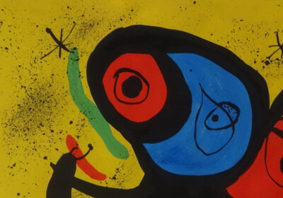 Rare fine unique surreal composition painting, signed Joan Miro, w