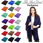 Womens 2PLY 78X28 Solid Silk Pashmina Shawl Wrap Stole Cashmere Wool Feel Scarf