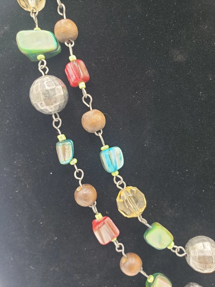 Colar de miçangas vintage feminino fio único 23" multicolorido - Imagem 3 de 4