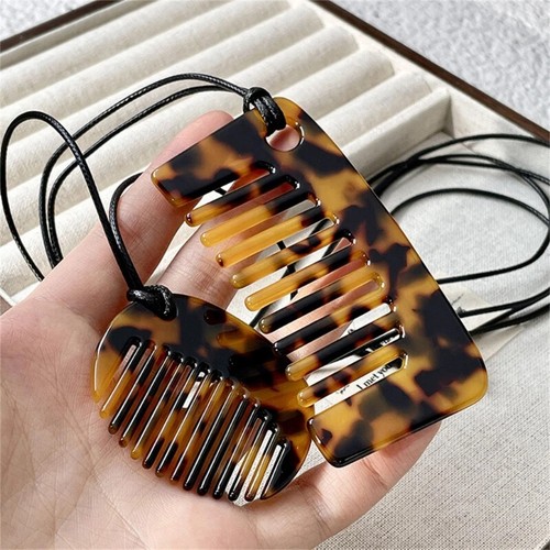 Kamm Anhänger Halskette für Frauen Fransen Stil Acryl Kette Alltag Accessoire - Bild 2 von 11