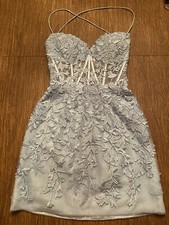 Sherri Hill Short Lace Corset Baby Blue Size 4