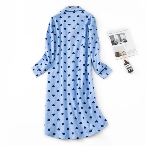 US Women's Flannel Cotton Long Sleeve Nightgown Nightwear Sleepwear/Sleep Dress - Bild 10 von 60