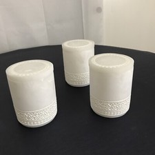 Lot of 3 White Opaque Marbled Threshold Cannisters Vanity Bathroom Lidded 4 x 5