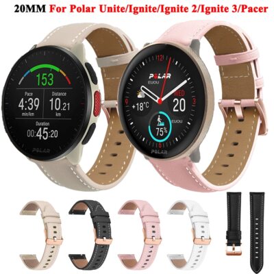 Silikon / Leder Watch Armband For Polar Ignite 3 2 Girls Pacer Unite Band 20mm