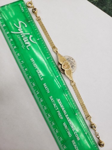 real 14k Yellow rose gold heart virgin Mary guadalupe bracelet adjustable size - Picture 11 of 11