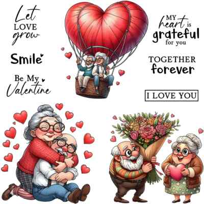 Valentine's Day Old Couple My Heart Is Grateful for You Clear Stamps Craft