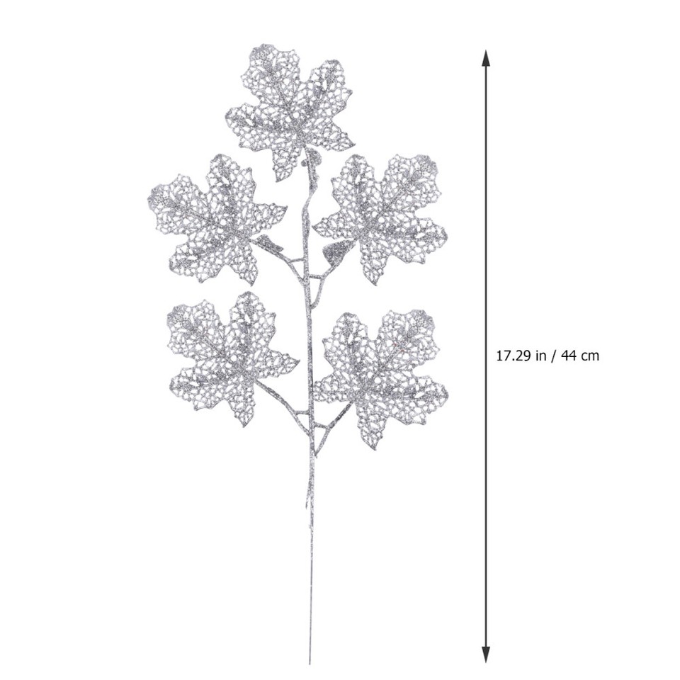 5 Pcs Christmas Glitter Spray Leaf Picks Imitation Leaves Tree