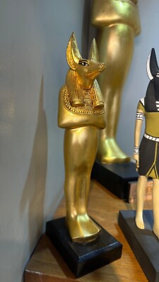 Gott-Anubis-Statue 10,2 Zoll   handgefertigte ägyptische Skulptur mit 24 K Bl...