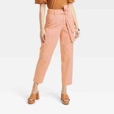 A New Day Women's High-Rise Tapered Ankle Tie-Front Pants Peach Size 8
