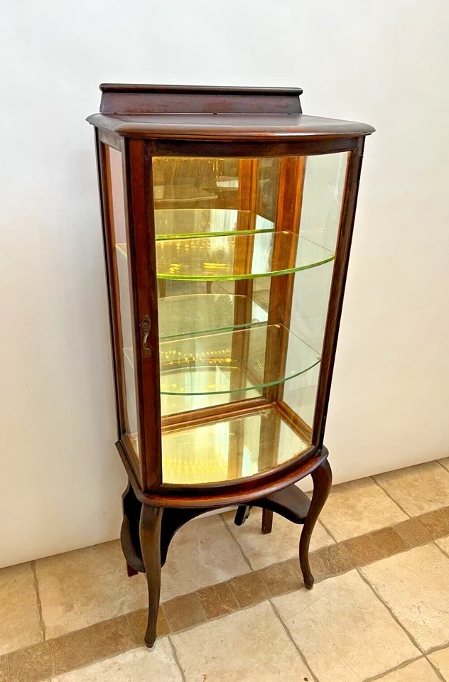 Antiguo Gabinete China Curio Rockford Muebles Pequeño Vidrio Curvo Iluminado LED Foto 2 de 4