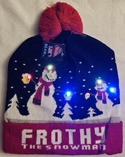 Christmas LED Light Up Beanie With Pom Pom, Frothy