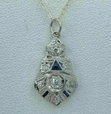 Art Deco Style 2.76Ct Lab Created Diamond Wedding 14K White Gold Finish Pendant