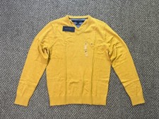 Tommy Hilfiger Mens Yellow V-neck Pima Cotton Cashmere Sweater Medium NWT