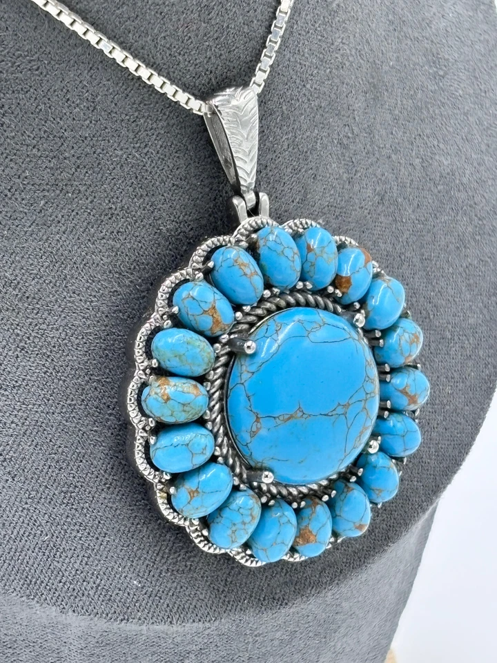 Blauer Türkis Anhänger Edelstahl - Bild 3 von 4