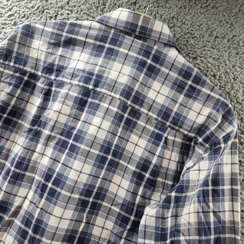 Calvin Klein Mens Casual Shirt Size 39 Navy Blue White Check Long Sleeve - Picture 10 of 14