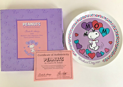 Willitts 1990 Peanuts Snoopy Mother's Day Plate - Third Limited Ed w/ Box & COA