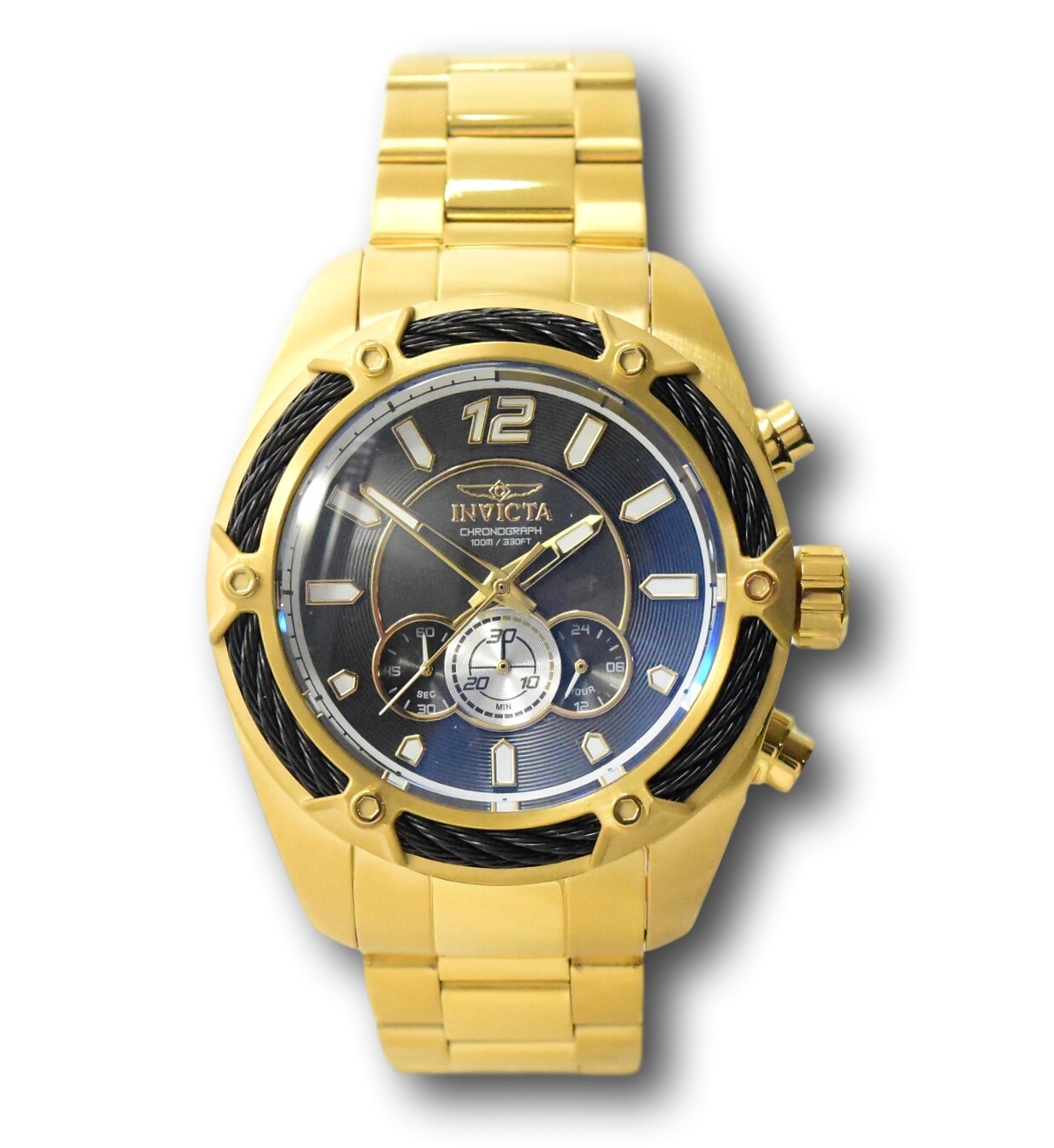 Invicta Bolt Mens 52mm Miyota Chronograph Movement Gold Stainless Watch 31475