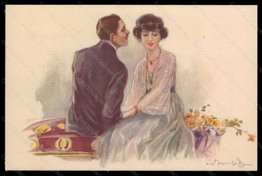 Artist Signed Bompard Romantic Couple Lady serie 947-4 postcard VK6408