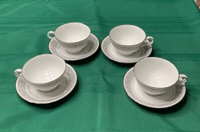 4x Footed Tea Cups And Saucers - Noritake ''Naples'' Pattern - Discontinued - 6975