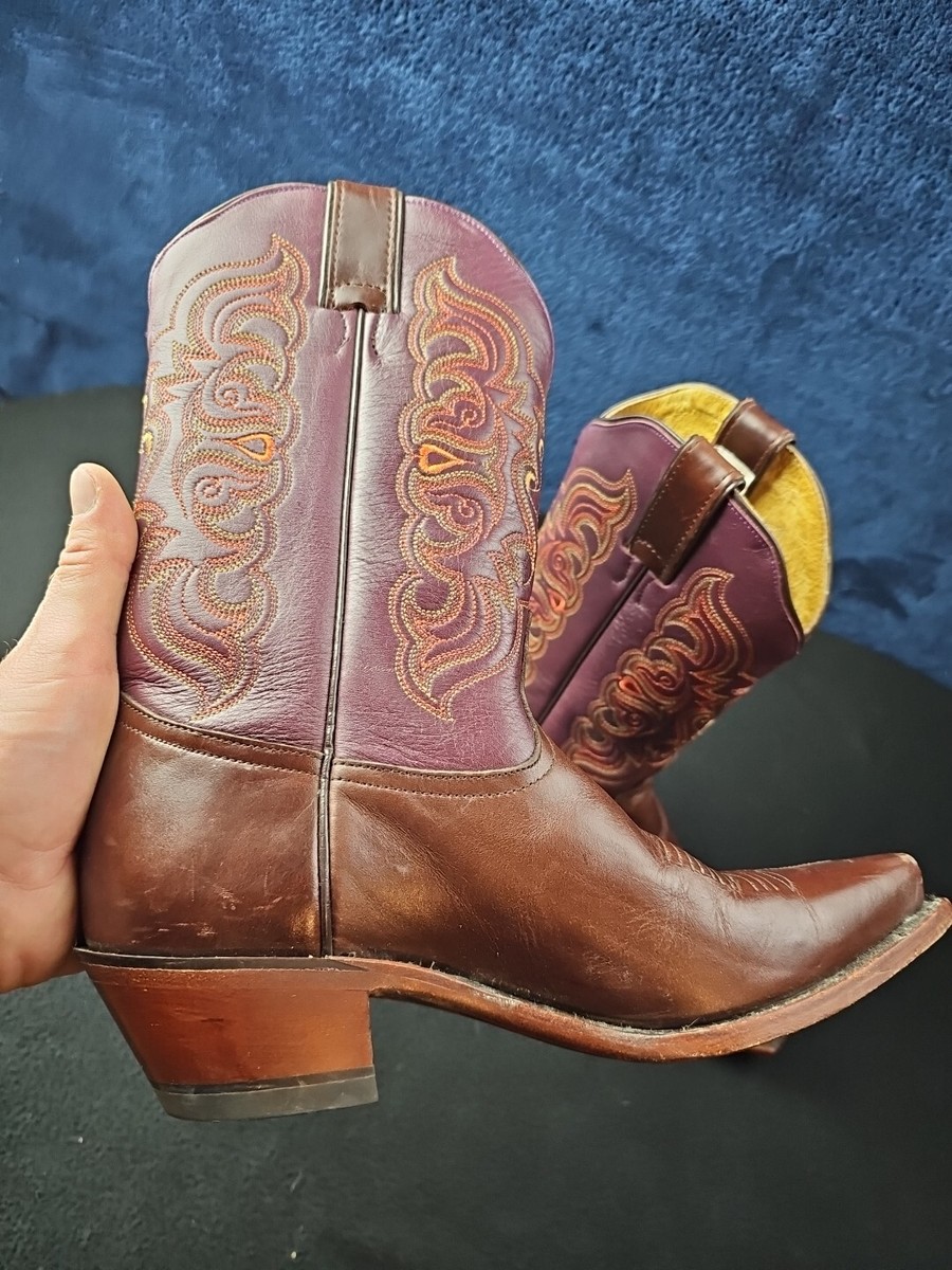 Black/Dark Burgundy Bottes Western brodées bordeaux foncé à tige mi