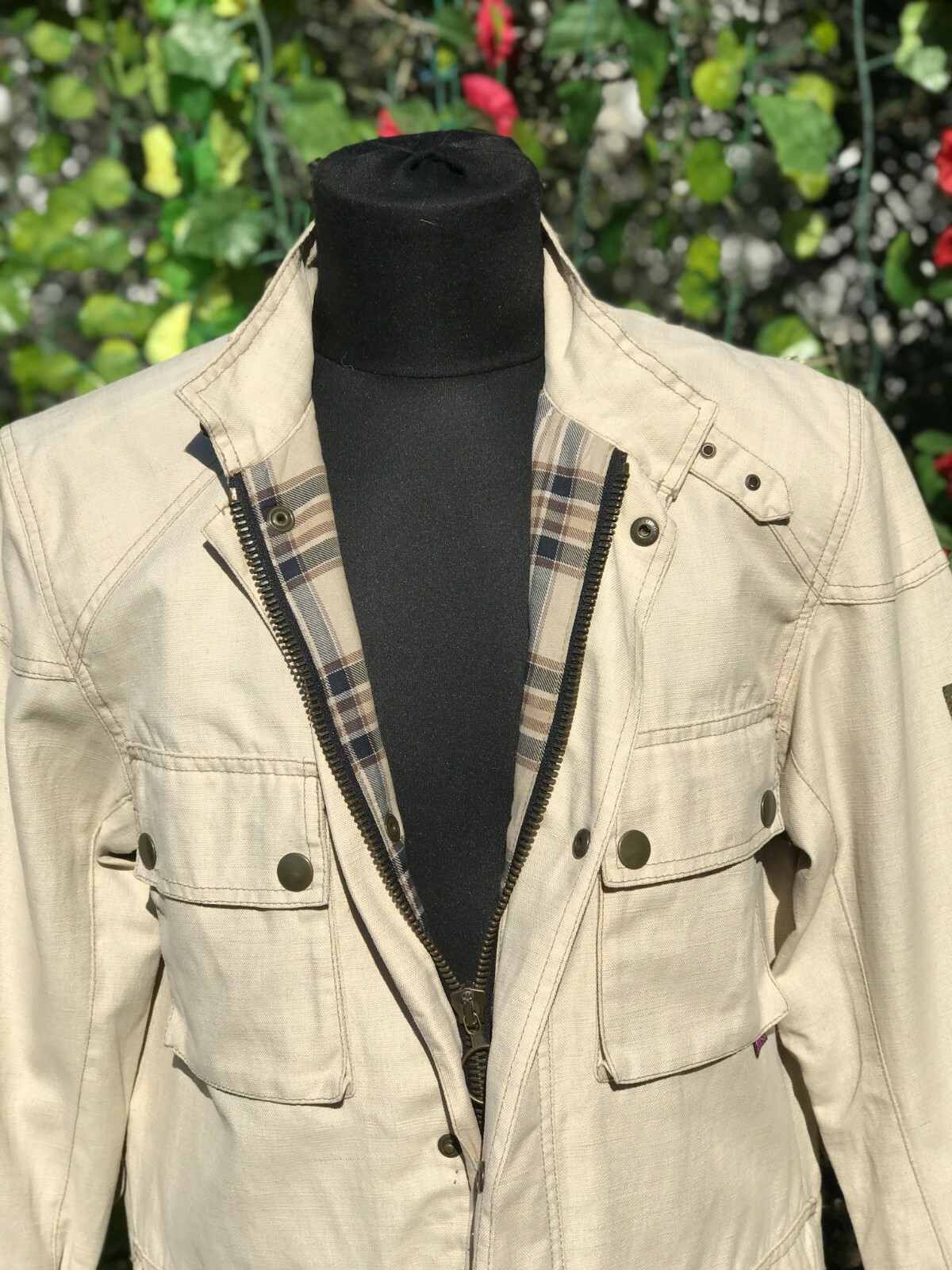 Linen Rare Belstaff Professional Motorcycle Biker Light Jacket Coat Size 46 S M image 3