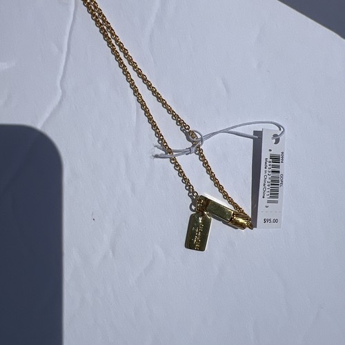 COACH Enameled SIG C 1” BAR 30” NECKLACE GOLD/PL Authentic LOGO NWT NEW - Picture 5 of 12