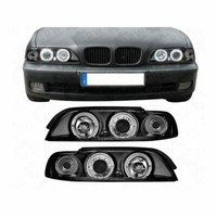 2 X Scheinwerfer Led FüR Bmw E39 5Er 95-00 Angel Eyes Black / Schwarz 1017619