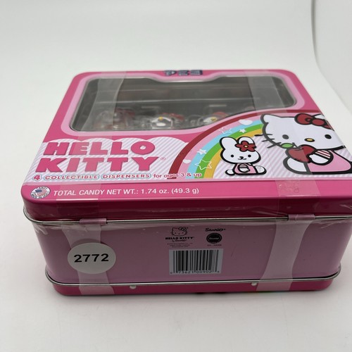 Sanrio Hello Kitty 4 Dispensadores Pez Coleccionables y Caramelos en Fiambrera de Metal NUEVO - Imagen 15 de 15