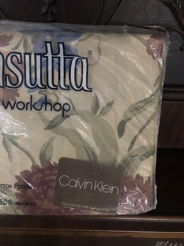Vintage Wamsutta Calvin Klein Twin Fitted Sheet Brown Multi Floral Design NEW - Picture 13 of 19