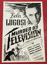 MURDER BY TELEVISION SERIAL 1935 MOVIE POSTER PRESSBOOK BELA LUGOSI b