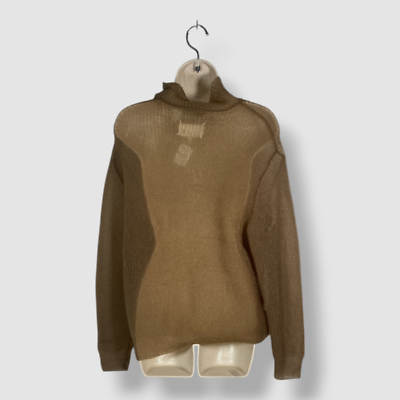 Maison Margiela Women Beige Translucent Quarter Zip Sweater Size S