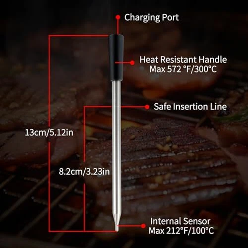 Wireless Meat Thermometer Digital for Adults Cooking, IP67 Waterproof Extra