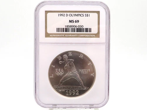 UNITED STATES 1992 D OLYMPICS SILVER  COMMEMORATIVE  DOLLAR  NGC MS 69*