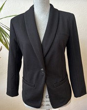 Massimo Black Stretch  Knit Blazer Jacket Coat Pockets 1 Button Lined Wm Med