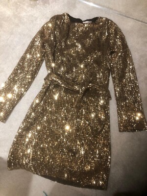 Club L London Gold Sequin Short Party Dress Size UK UK