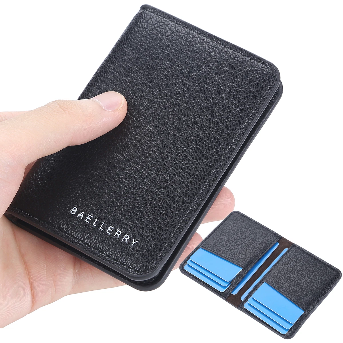 Genuine Leather Air Tag Holder - Slim Minimalist Wallets for Men & Women -  Front Pocket Thin Mens Wallet RFID Credit Card Holder Gifts for Men 