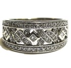 14k white gold .60ct round diamond halo bezel set band ring 7.4g cluster 9 — photo 3