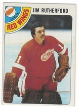 1978-79 TOPPS # 74 JIM RUTHERFORD RED WINGS HOCKEY CARD - NICE AND NO CREASES !!