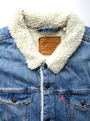 Levi's Sherpa Denim Trucker Jacke Big E 16365 Herren XL mittelblau LJKTC082