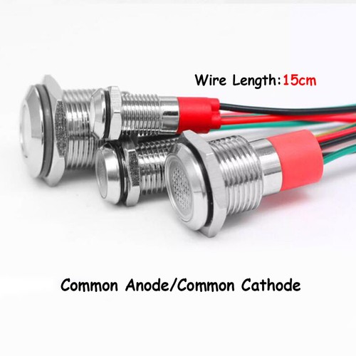 6/8/10/12/14/16mm LED Metal Waterproof Indicator Light 3-380V Signal Lamp w/Wire - Picture 3 of 11