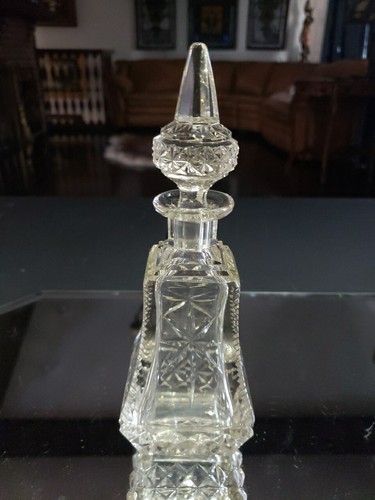 Decanter bottiglia Colonia profumo 8" tappo originale vetro taglio antico London Eng - Foto 2 di 24