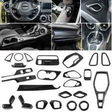 26x Carbon Fiber Interior Set  Decoration Cover Trims Kit For Chevy Camaro 2017+