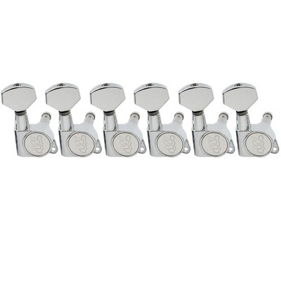 Wilkinson Chrome 6 Inline E-Z-LOK Guitar Sealed Machine Heads Tuning Pegs Set