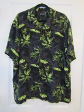 VTG MEN'S PURITAN Hawaiian style LARGE shirt palm trees green and black